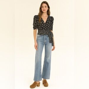 Bailey 44 Lilian Wrap front top in black floral print